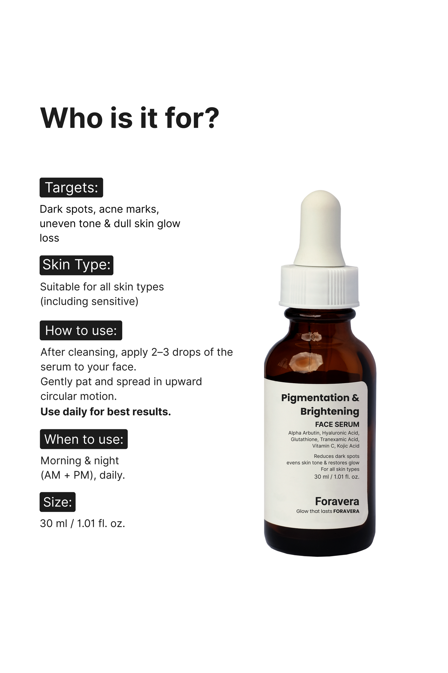 Pigmentation & Brightening Face Serum – Vitamin C + Alpha Arbutin